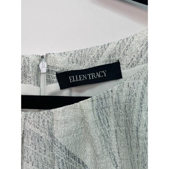 Ellen Tracy Silver & White Sleeveless Fit & Flare Dress Size Medium - Picture 8 of 9